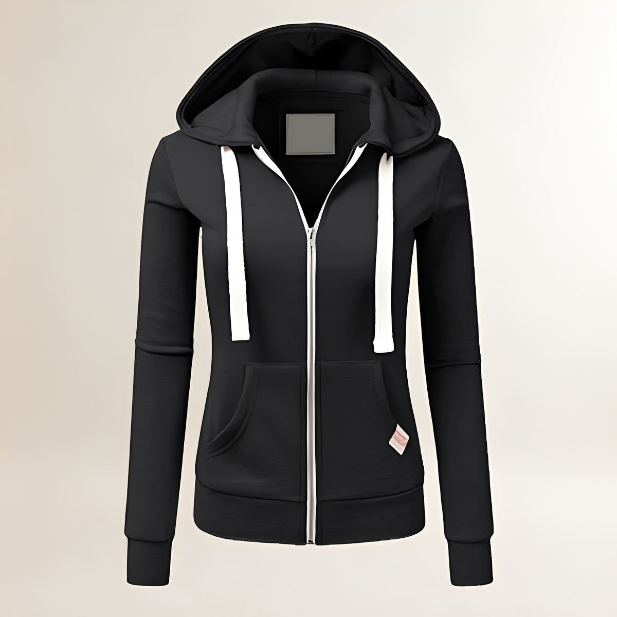Damska bluza zip-up z dopasowanym krojem - długie rękawy, kangurka, różne rozmiary