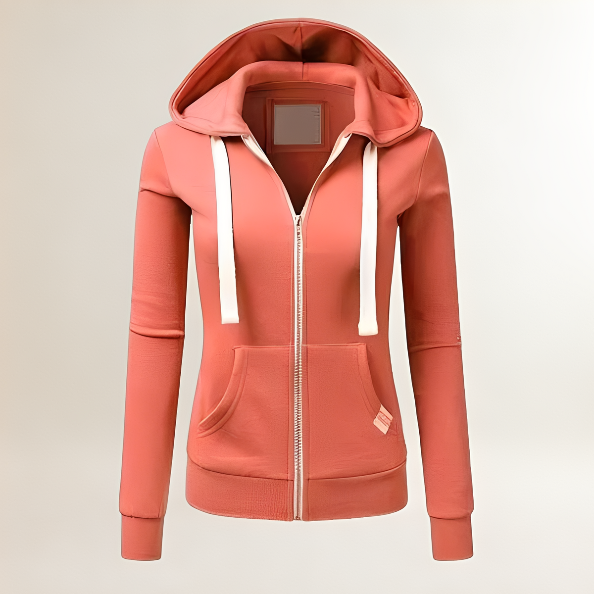 Damska bluza zip-up z dopasowanym krojem - długie rękawy, kangurka, różne rozmiary