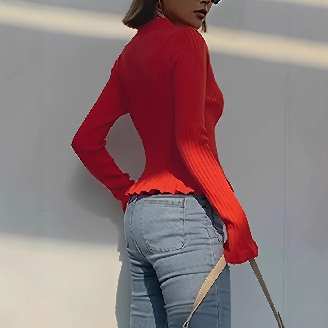 Damski kardigan z guzikami długi rękaw slim fit