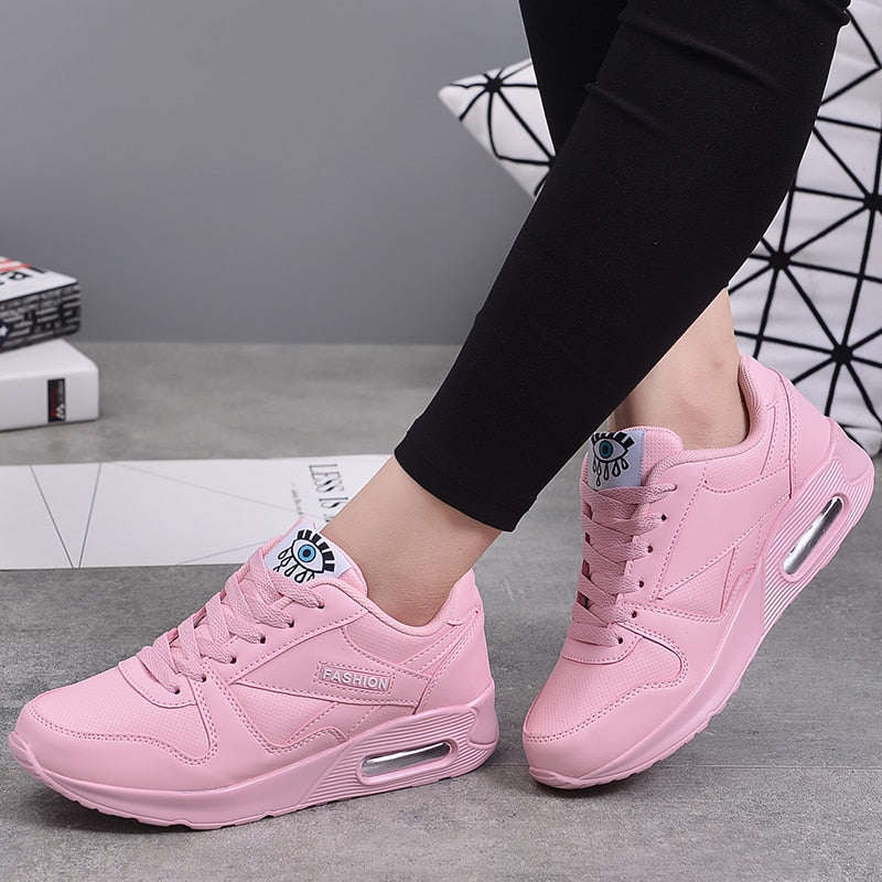 Damskie sneakers z poduszką powietrzną i motywem oka - wygodny krój