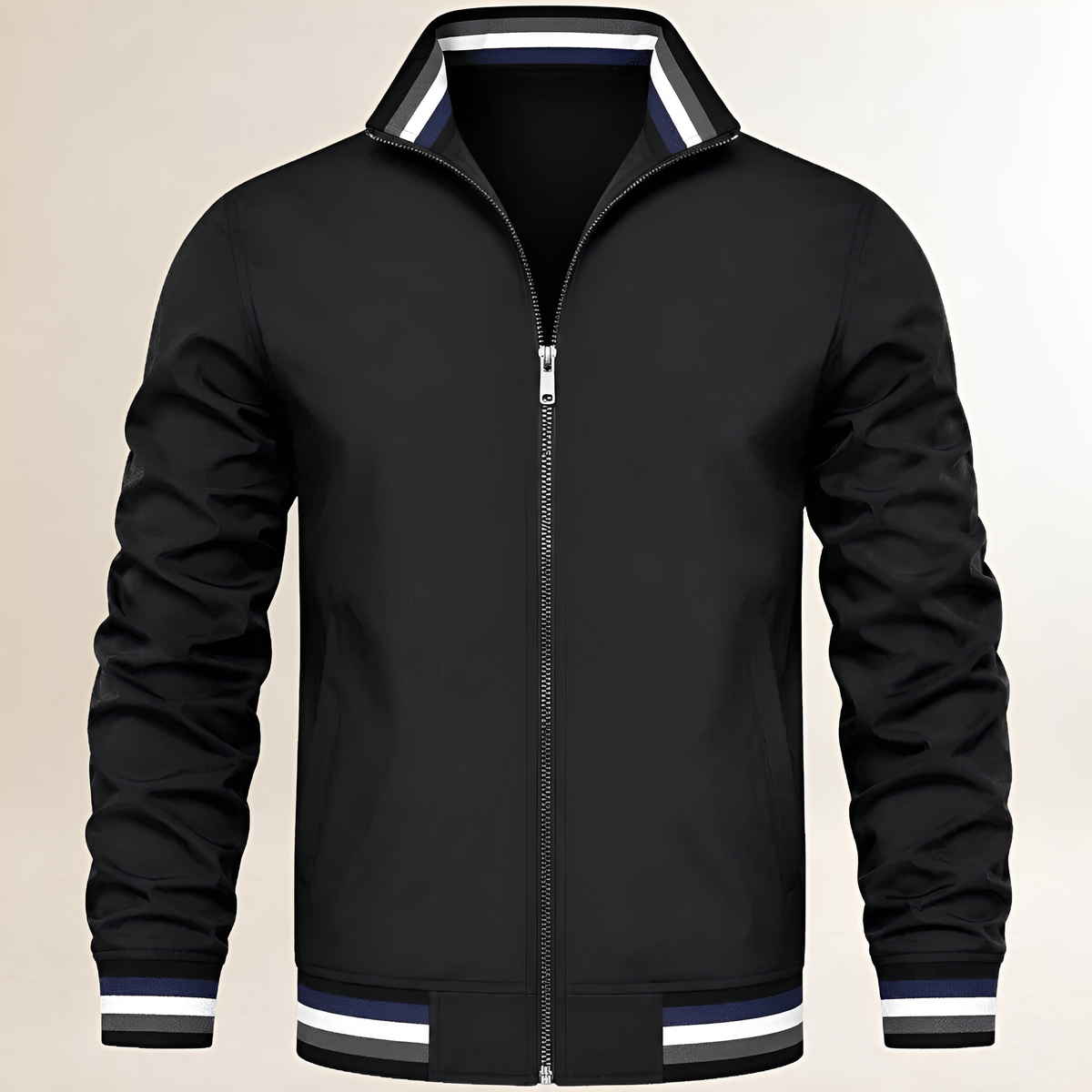 Dapper Jacket mężczyźni bomber zamek błyskawiczny kołnierz stojący regulowane mankiety i dół