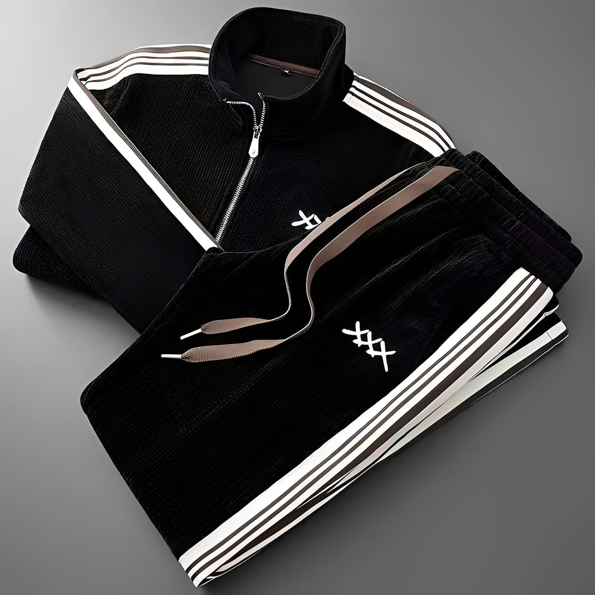 Dres męski sportowy z zamkiem i sznurkiem do regulacji, sportowy design