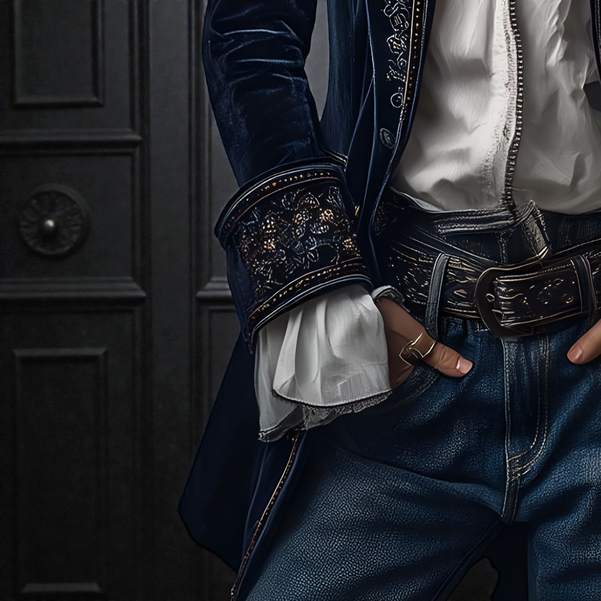 Kobiety Tailored Longline Jacket z haftowaną lamówką i szerokimi mankietami
