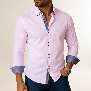Koszula męska z długim rękawem i kontrastowym wykończeniem - slim fit