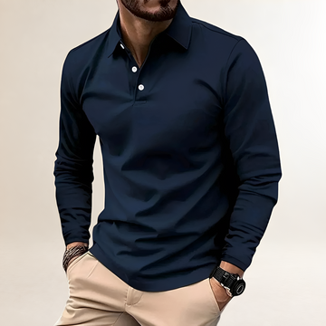 Koszulka polo męska z długim rękawem klasyczny kołnierzyk slim fit