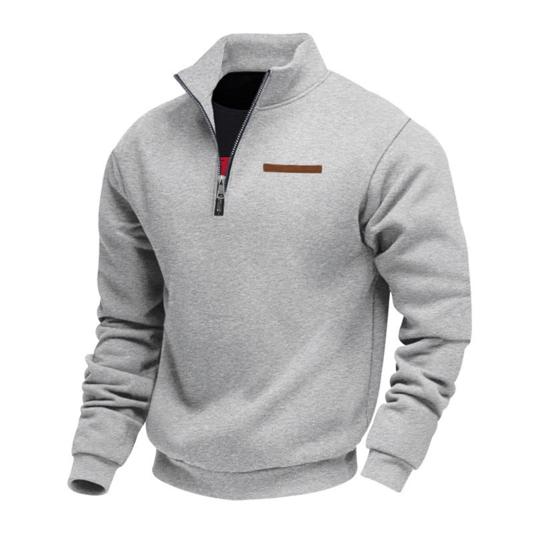 Mężczyźni Sweter rozpinany półgolf z długimi raglanami - relaxed fit z kieszeniami