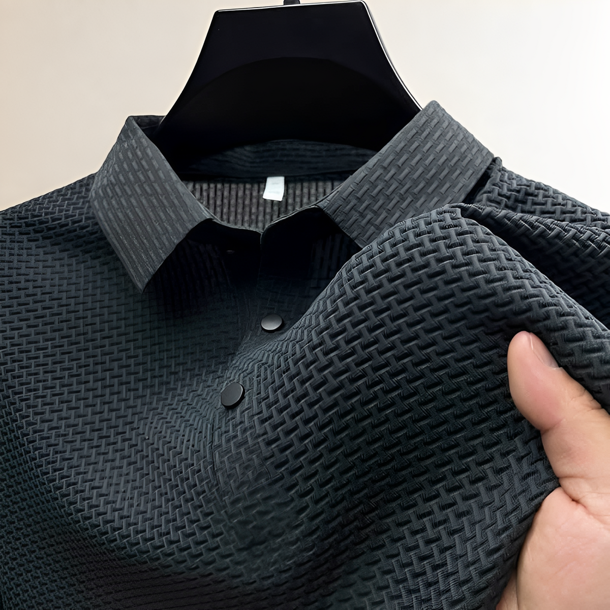 Mężczyzna Polo krótki rękaw Textured Basket-Weave - klasyczny krój