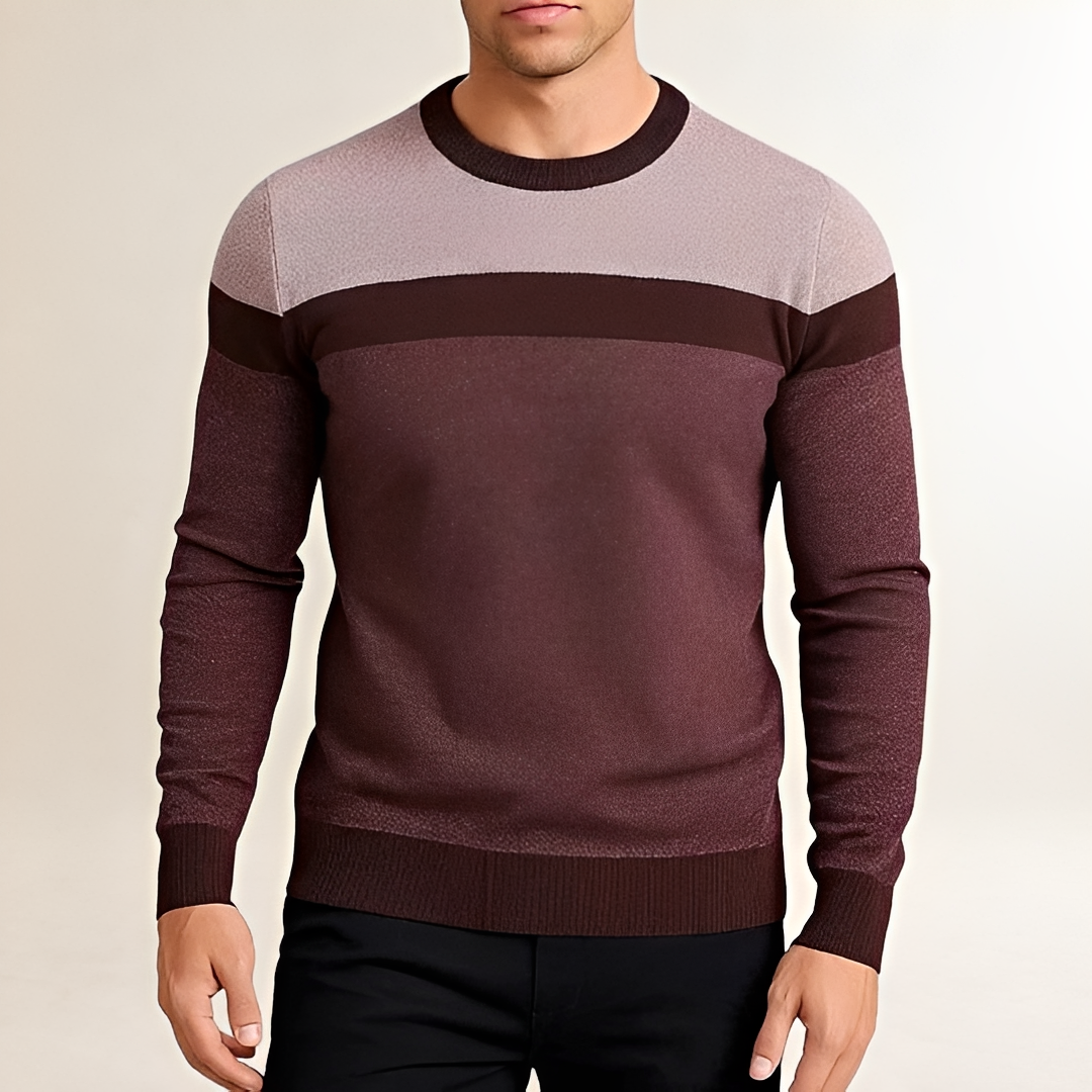 Męry sweter z crew neck i kontrastowym wzorem kolor block - dopasowany krój