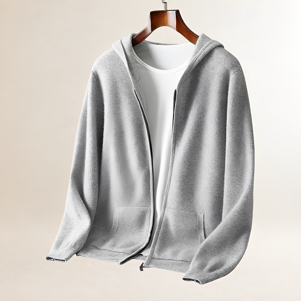 Męska bluza zip z teksturą i kieszeniami - relaxed fit, pełny zamek