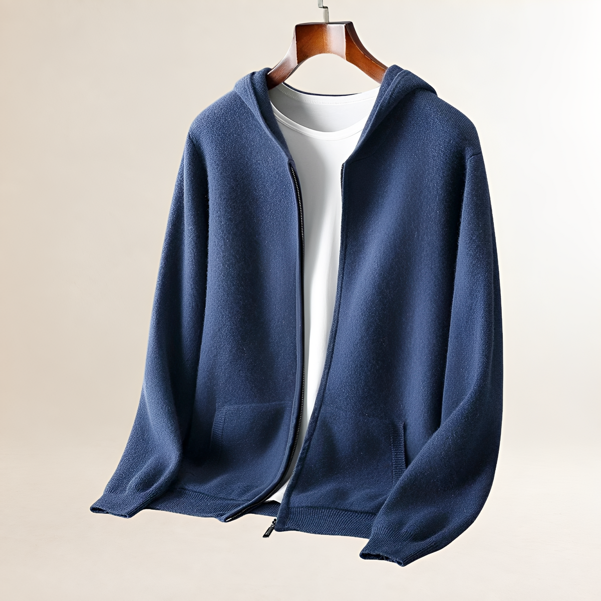 Męska bluza zip z teksturą i kieszeniami - relaxed fit, pełny zamek