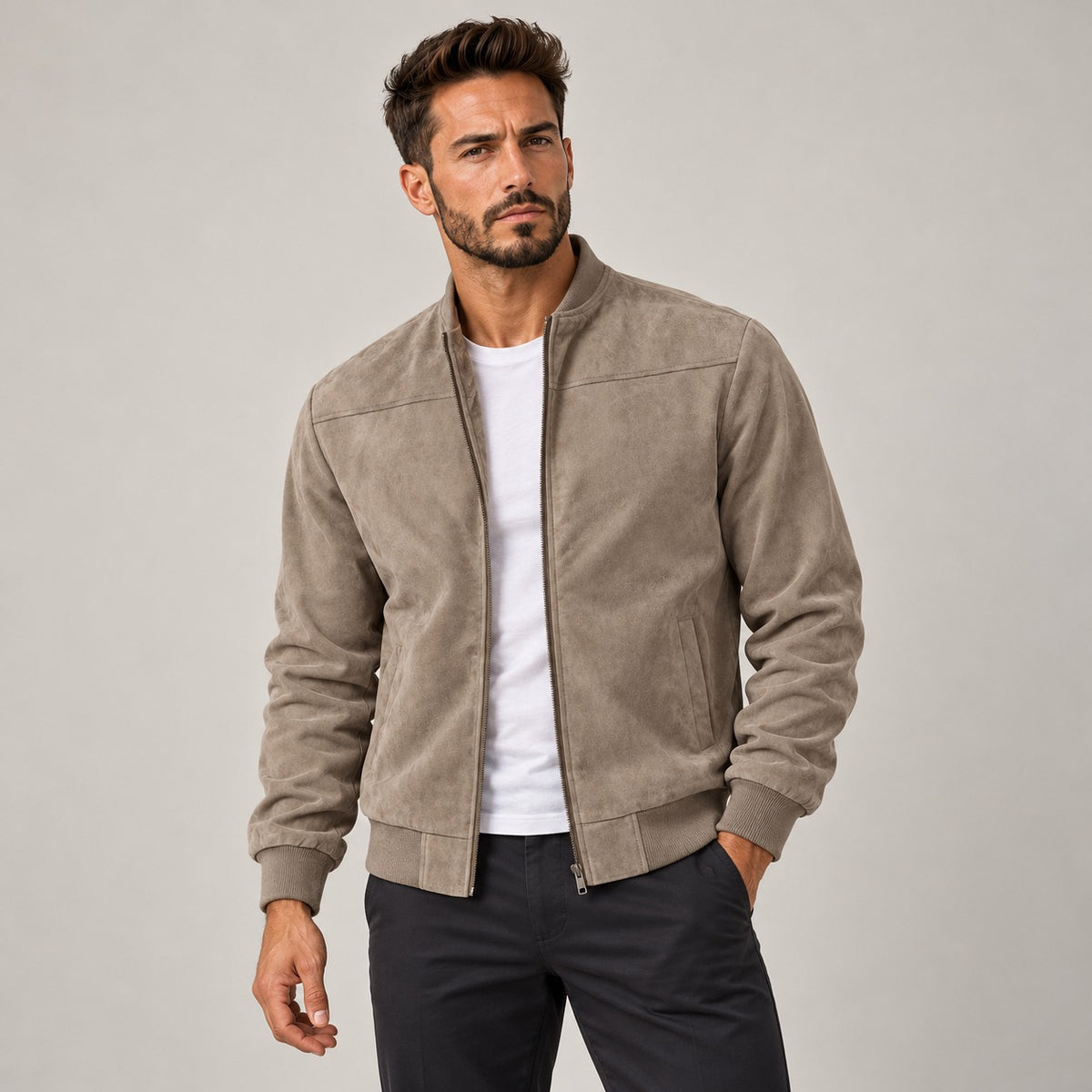 Męska kurtka bomberka z zamkiem slim fit casual