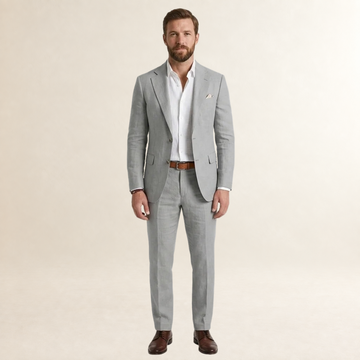 Męski garnitur slim fit - dopasowany żakiet z klapami i spodnie