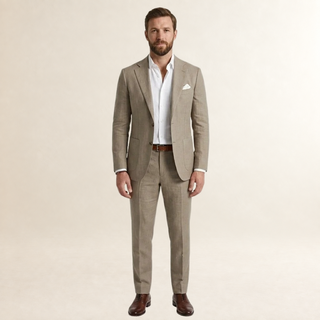 Męski garnitur slim fit - dopasowany żakiet z klapami i spodnie