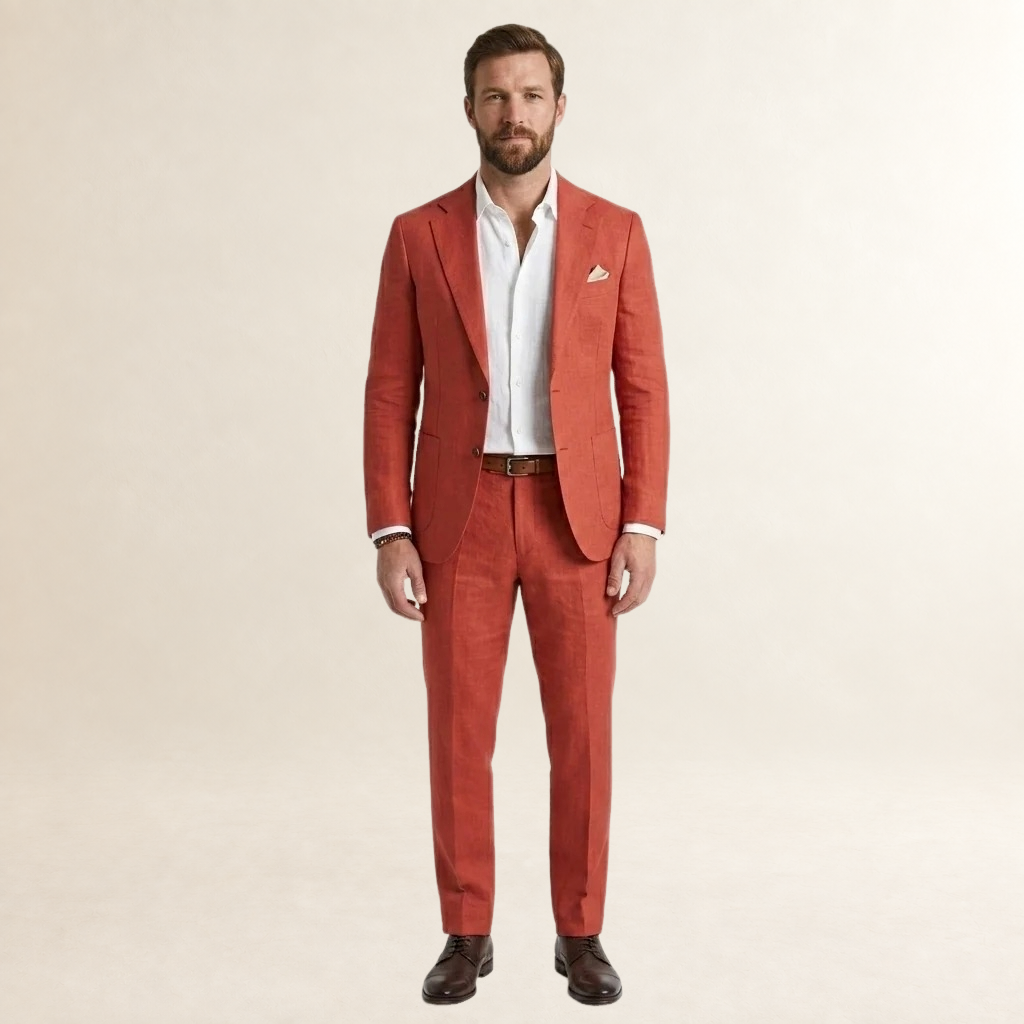 Męski garnitur slim fit - dopasowany żakiet z klapami i spodnie