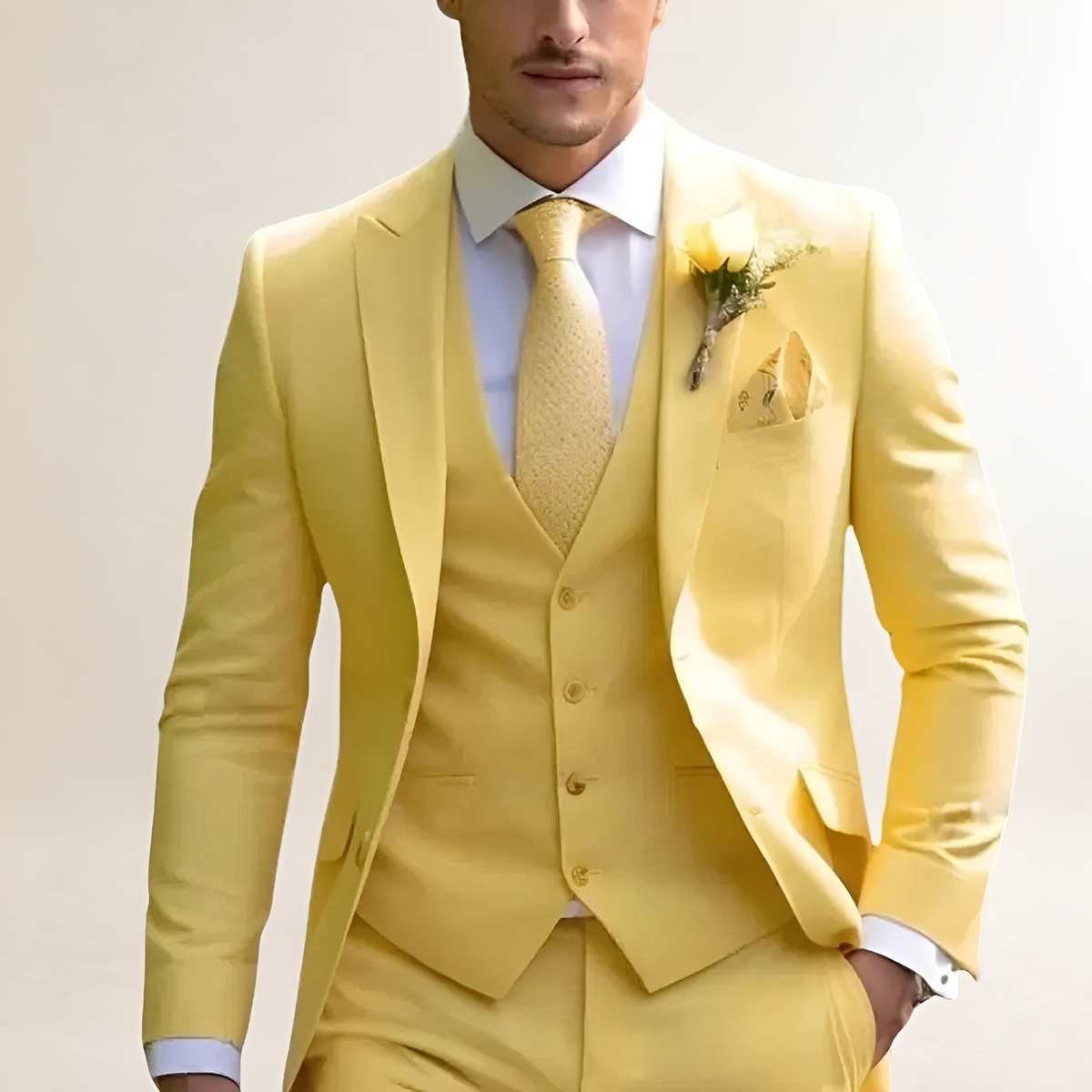 Męski garnitur trzyczęściowy slim fit z marynarką, kamizelką i spodniami
