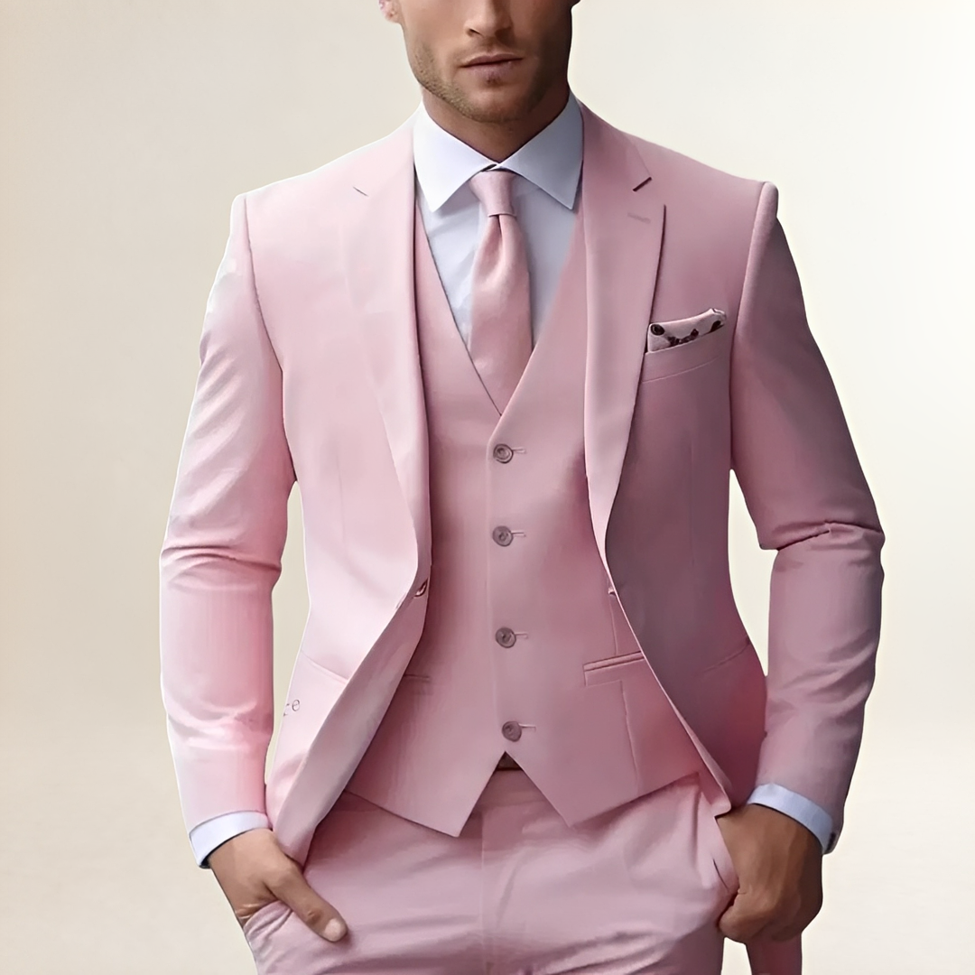Męski garnitur trzyczęściowy slim fit z marynarką, kamizelką i spodniami