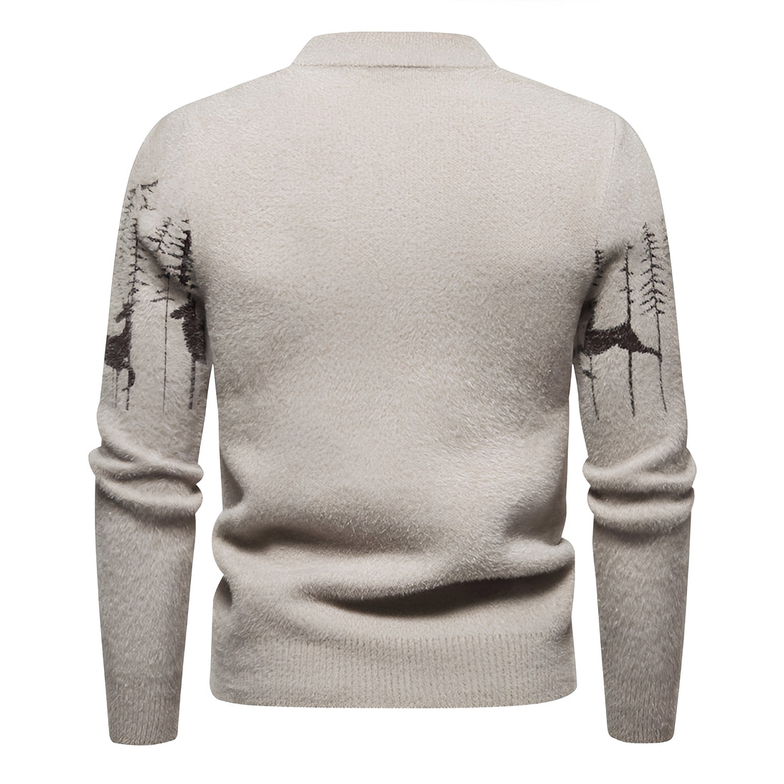 Męski sweter świąteczny z wzorem jelenia i lasu regular fit