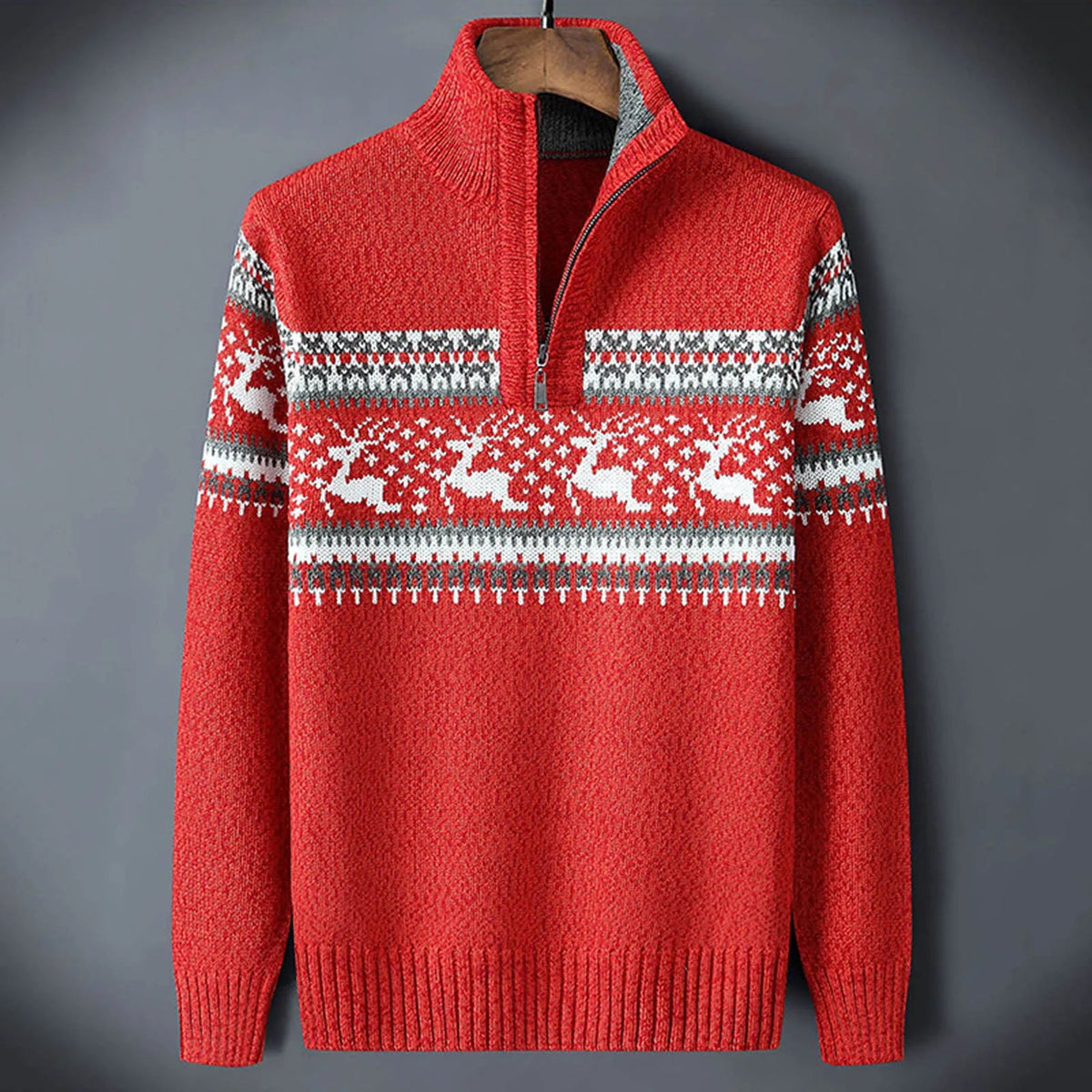 Męski sweter z dzianiny w stylu Fair Isle z okrągłym dekoltem i długim rękawem