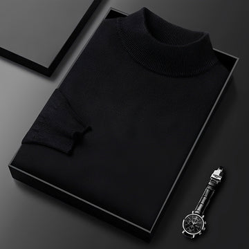 Męski sweter z wysokim kołnierzem, ribbed cuffs i nowoczesnym krojem