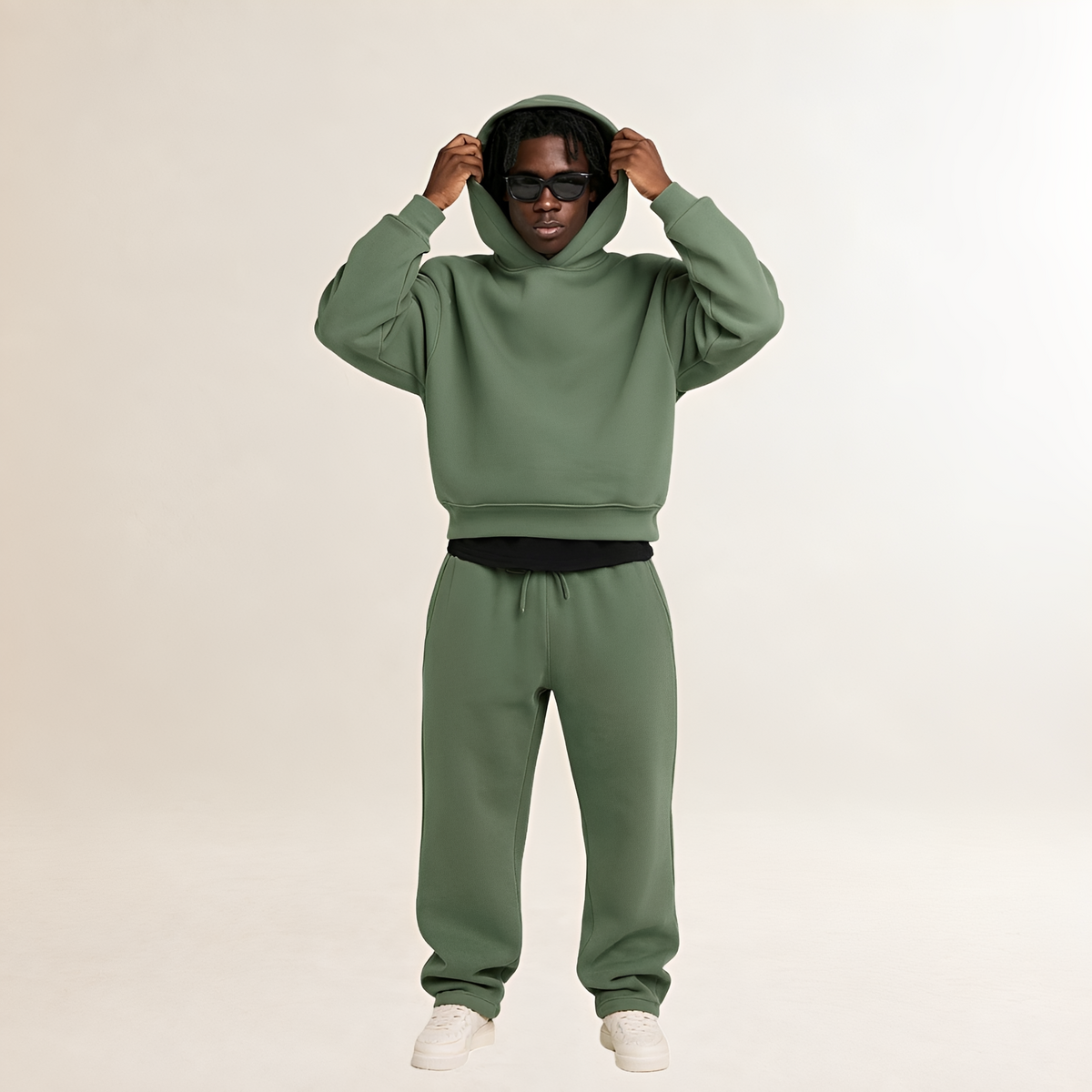 Męski zestaw dresowy hoodie i joggery oversize z regulowanym kapturem