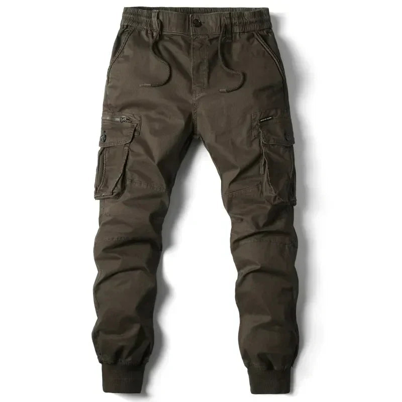 Męskie joggery cargo z tactical designem i elastycznym pasem - regulowany sznurek