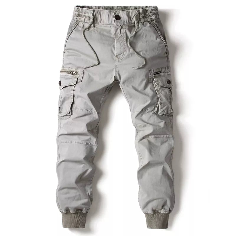 Męskie joggery cargo z tactical designem i elastycznym pasem - regulowany sznurek