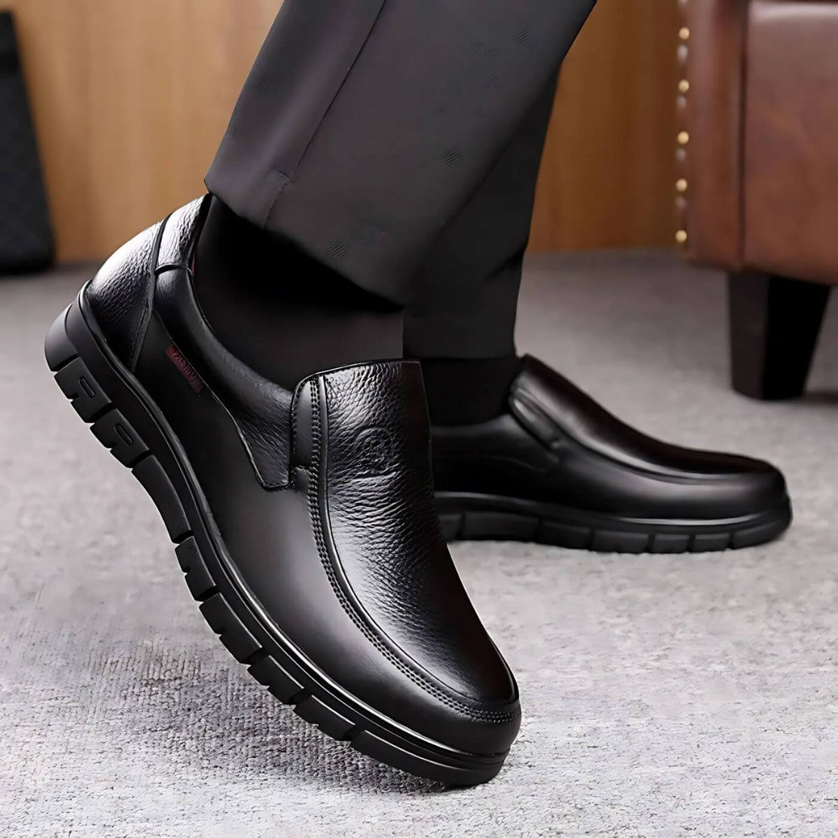 Męskie loafersy slip-on o wygodnym kroju i teksturowanej powierzchni