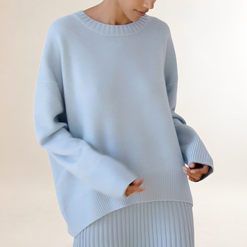 Sweter damski oversize z okrągłym dekoltem długi rękaw