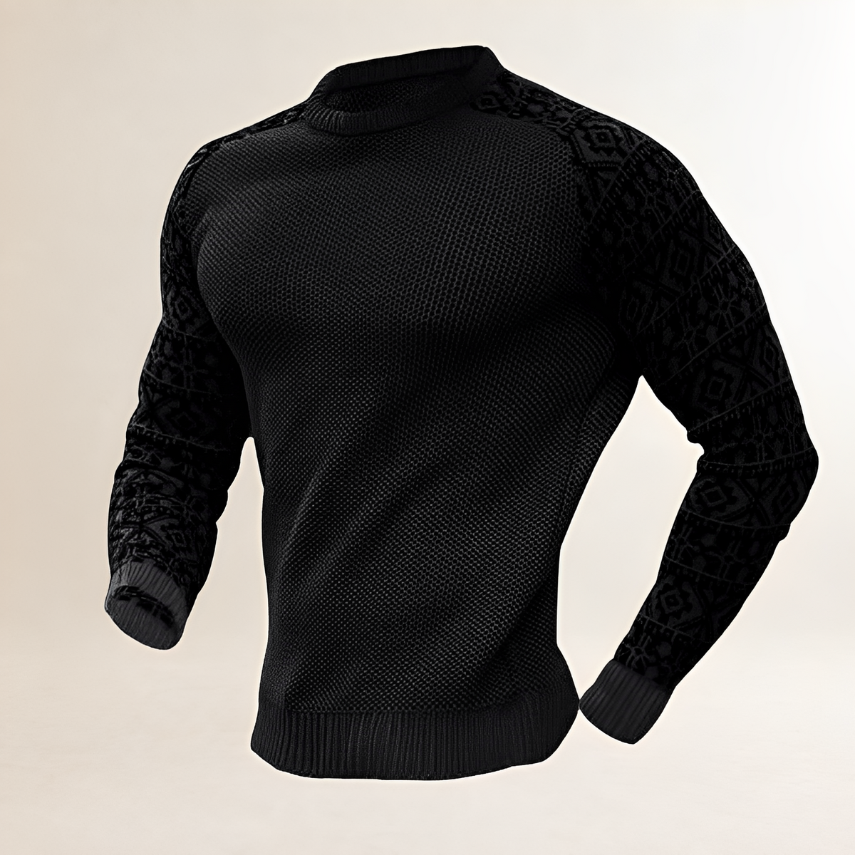 Sweter męski pullover z raglanem i kontrastowym wzorem Fair Isle - regularny krój