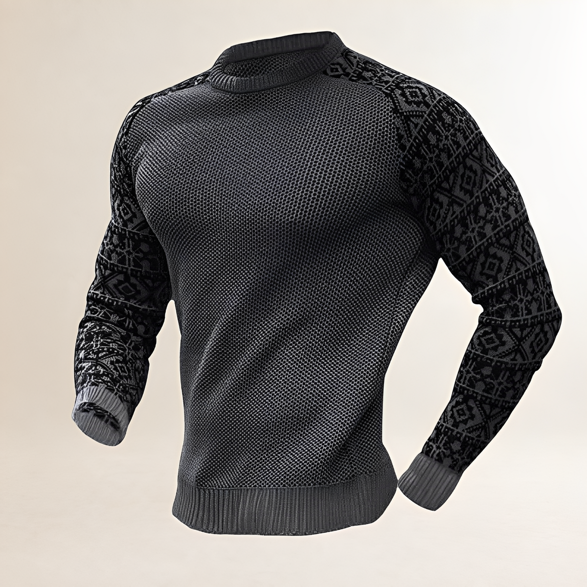 Sweter męski pullover z raglanem i kontrastowym wzorem Fair Isle - regularny krój