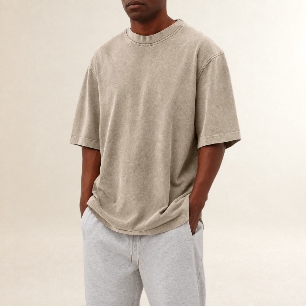 T-shirt męski relaxed fit z krótkim rękawem i okrągłym dekoltem