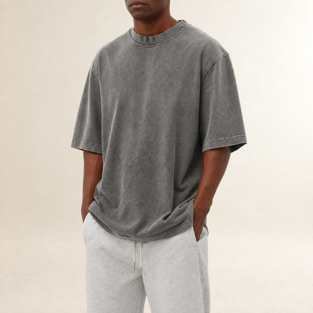 T-shirt męski relaxed fit z krótkim rękawem i okrągłym dekoltem