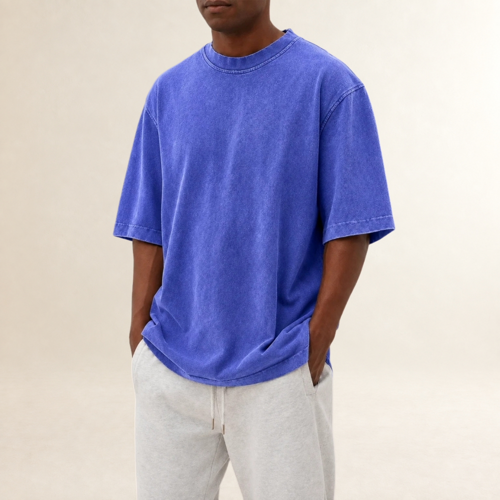 T-shirt męski relaxed fit z krótkim rękawem i okrągłym dekoltem