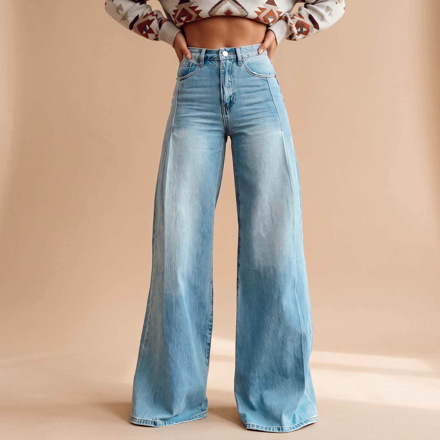 Hannah - Stylowe Jeansy z Szerokimi Nogawkami
