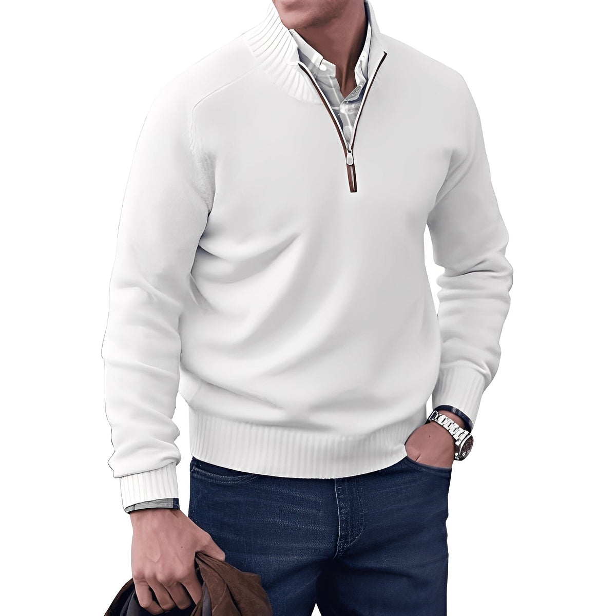 Kian - Modny męski sweter z praktycznym zamkiem