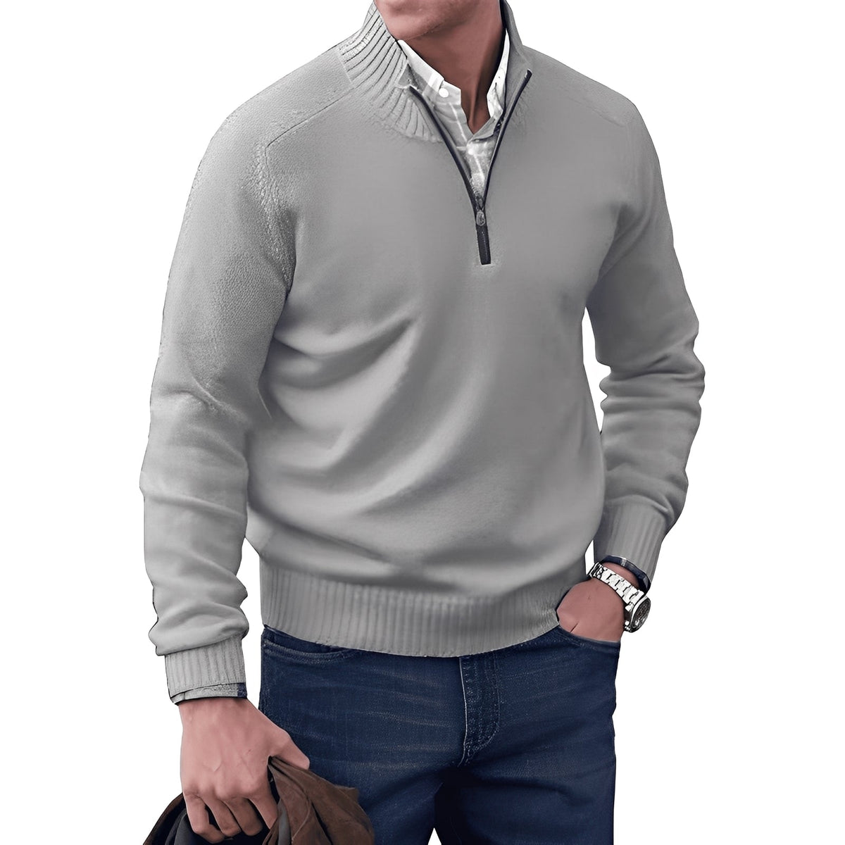 Kian - Modny męski sweter z praktycznym zamkiem