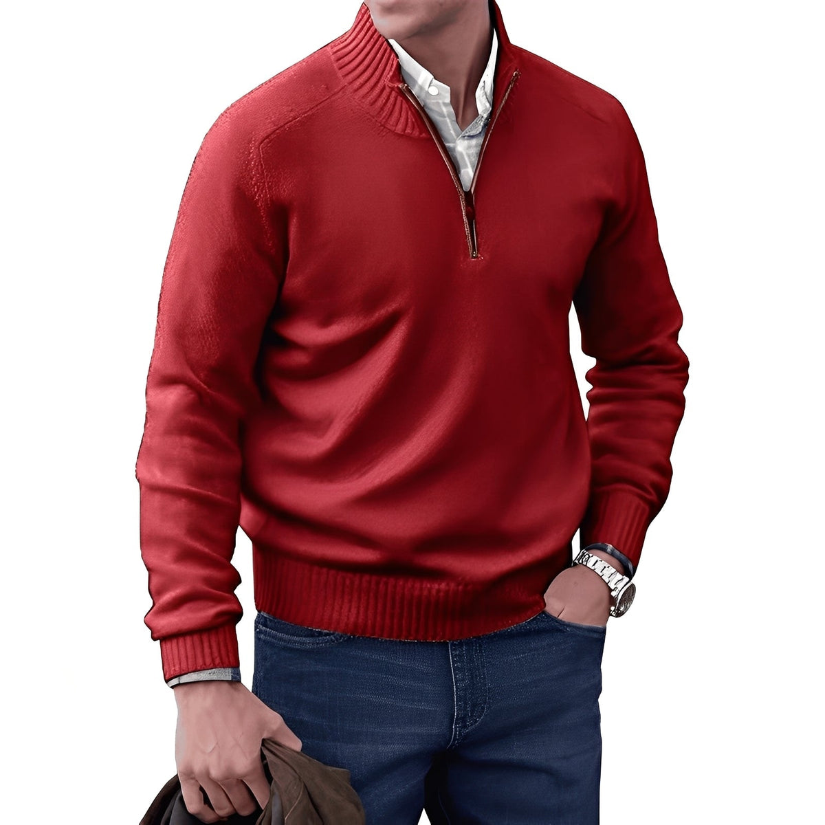 Kian - Modny męski sweter z praktycznym zamkiem