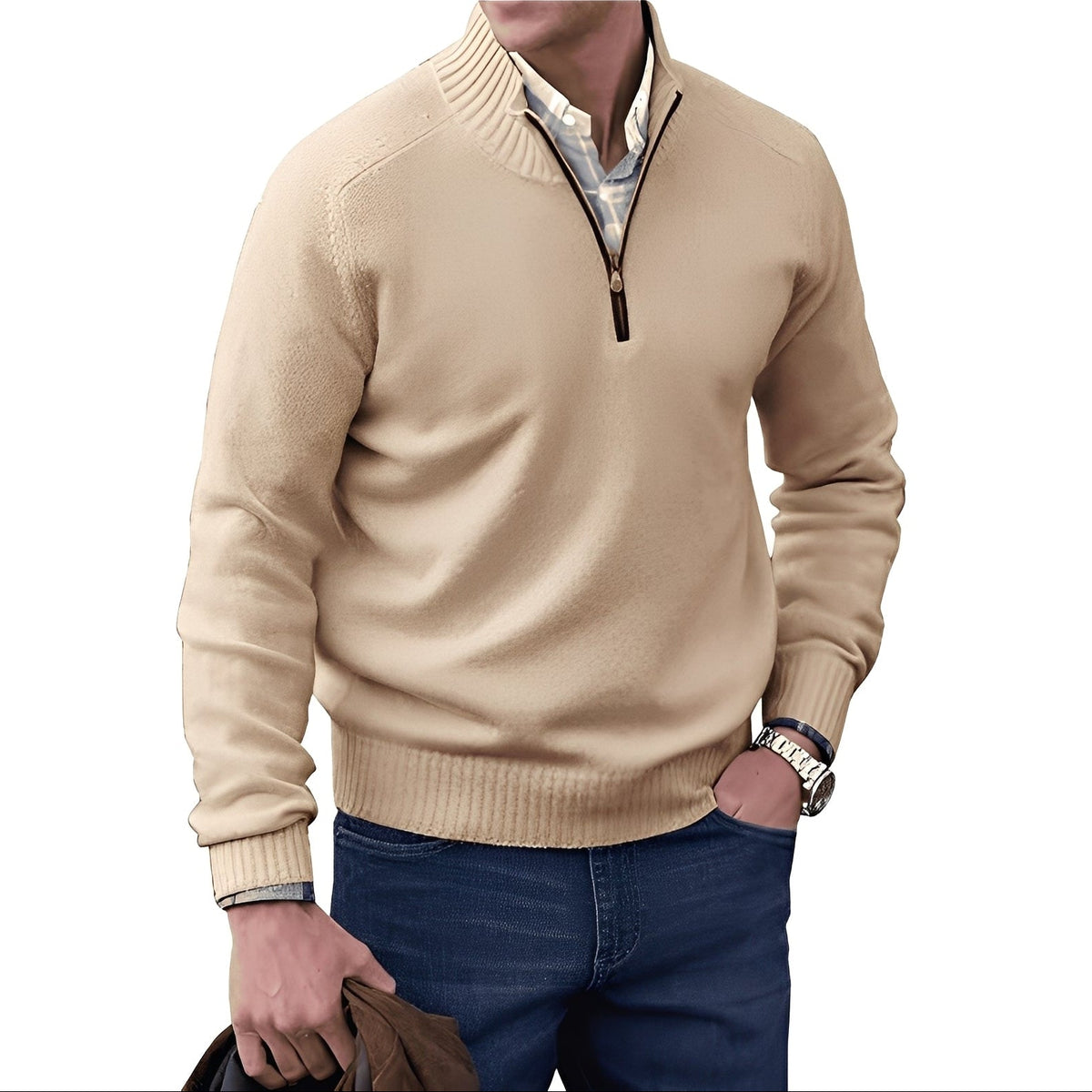 Kian - Modny męski sweter z praktycznym zamkiem