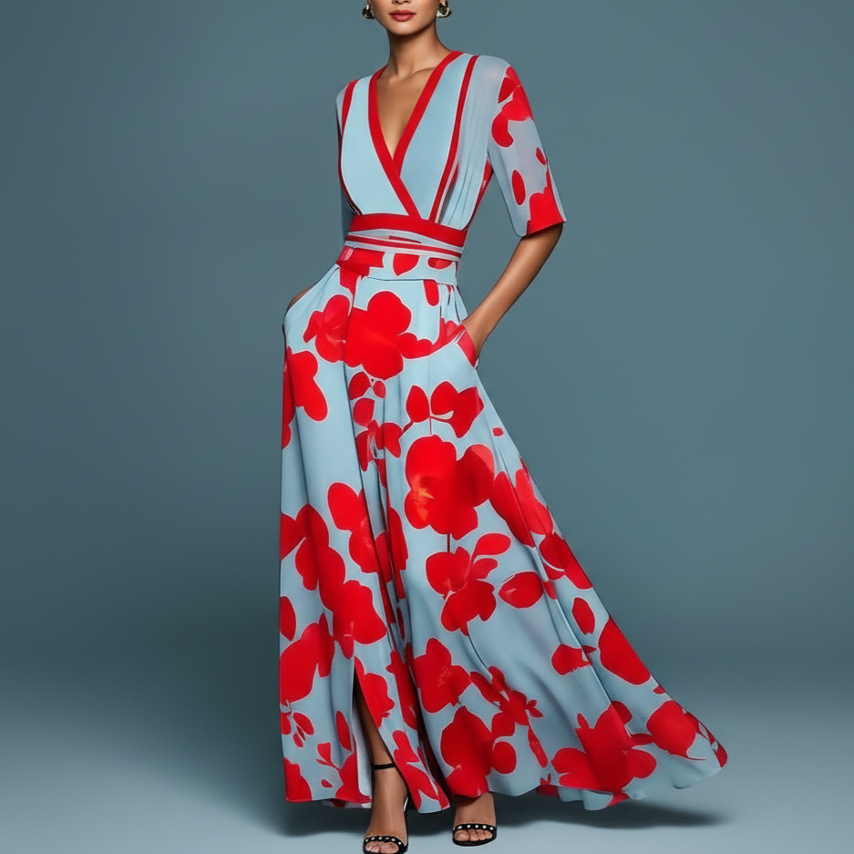 Jade - Stylowa Kwiatowa Sukienka Maxi