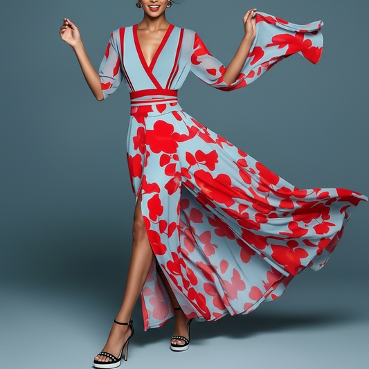 Jade - Stylowa Kwiatowa Sukienka Maxi