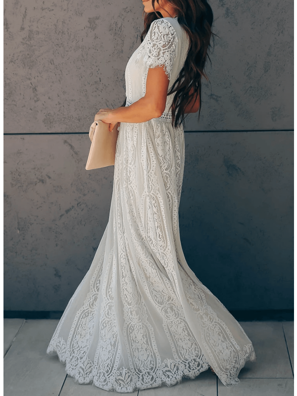 Angelica - Elegancka Sukienka Maxi z Dekoltem V